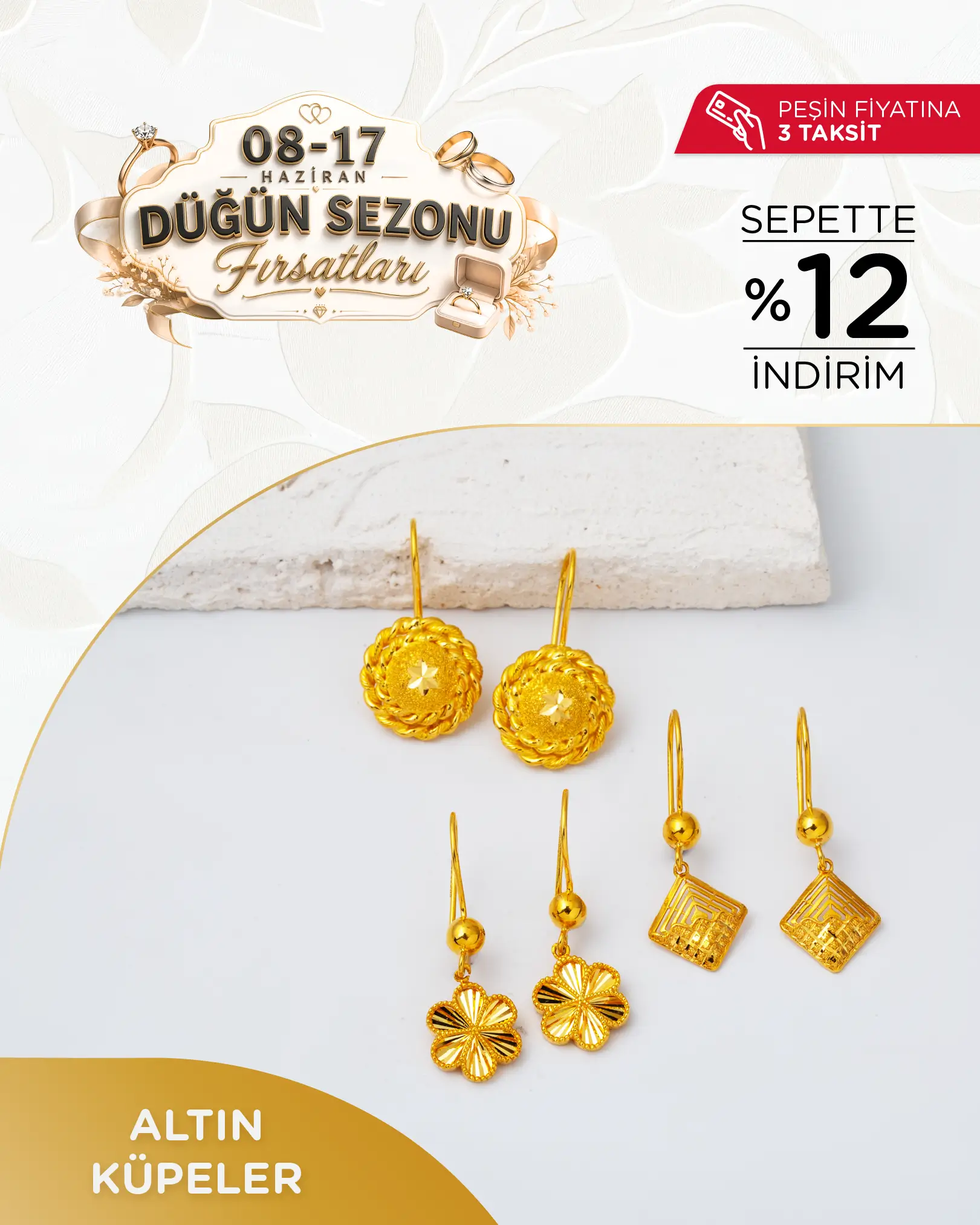 Düğün Sezonu Fırsatlarına Özel Altın Küpeler