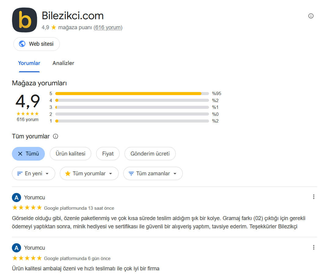 bilezikci google yorumlar