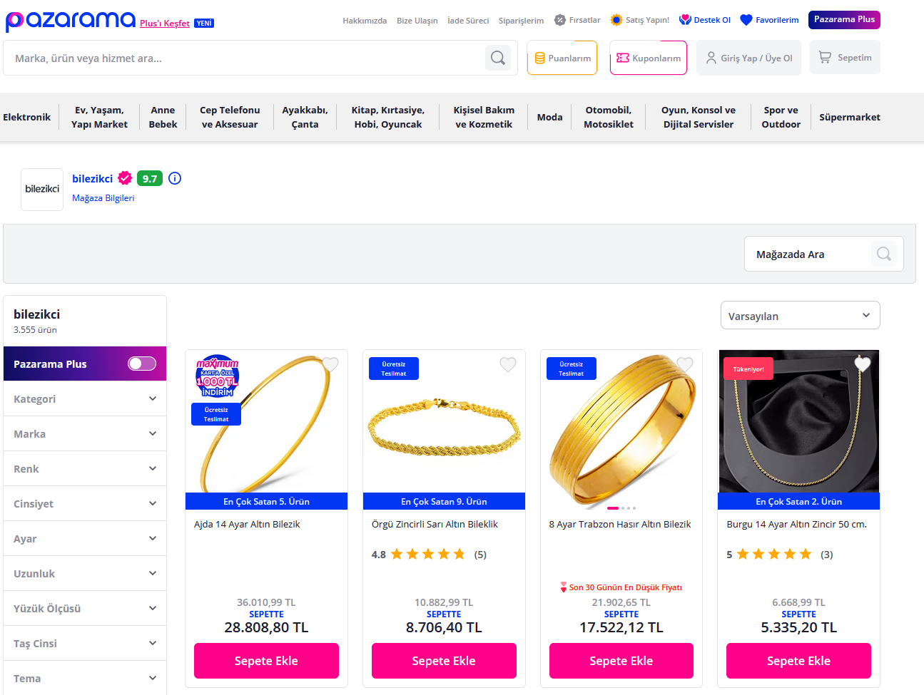 Pazarama Bilezikci Mağaza