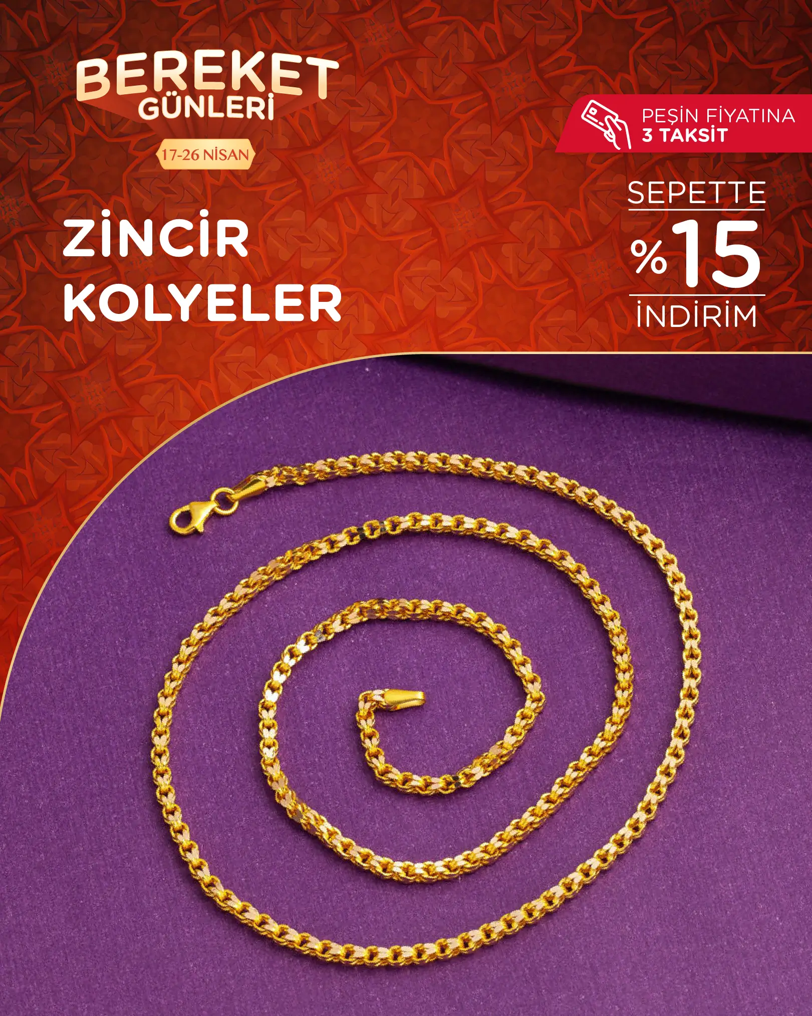 Bereket Günlerine Özel İndirimli Altın Zincir Kolyeler