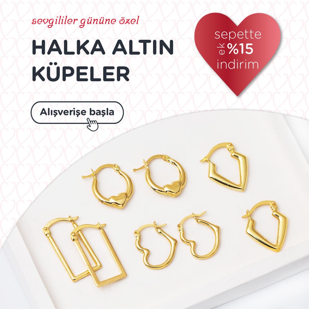 halka altın küpeler 14 şubata özel ekstra indirimli