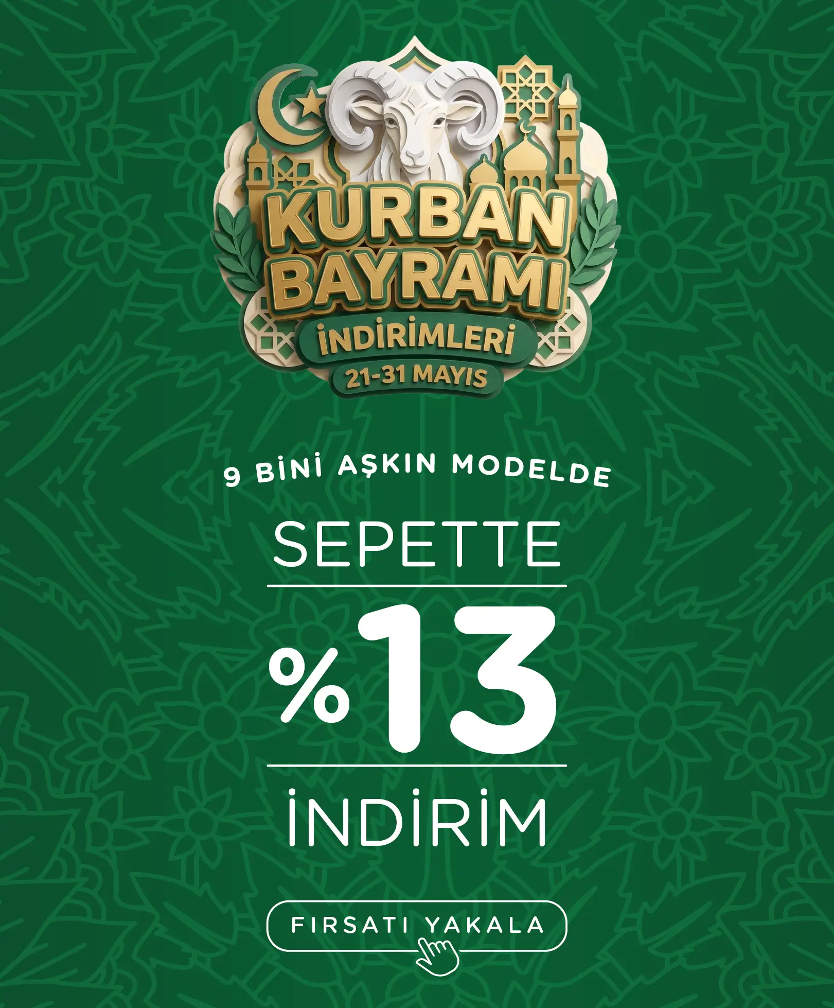 Bayrama Özel %13 Sepette Ek İndirim